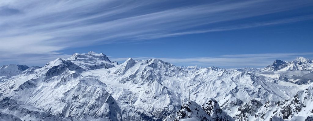 Panoramic view of the Nendaz ski area in the Swiss Alps