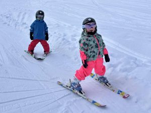 At what age can children learn to ski - young child skiing during a lesson in Nendaz