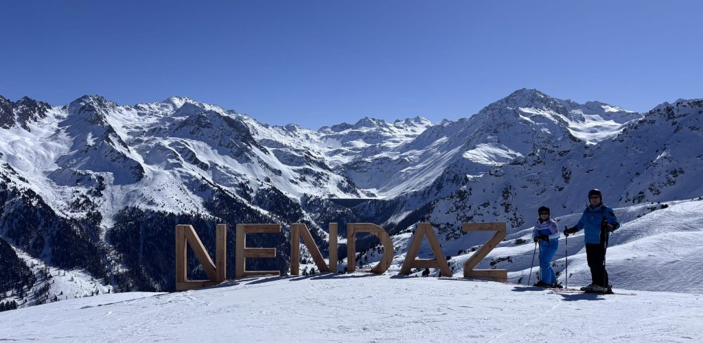 Nendaz sign at the top of the mountain.