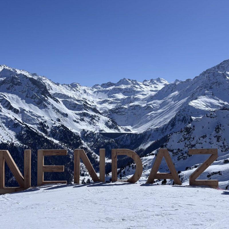 Nendaz sign at the top of the mountain.